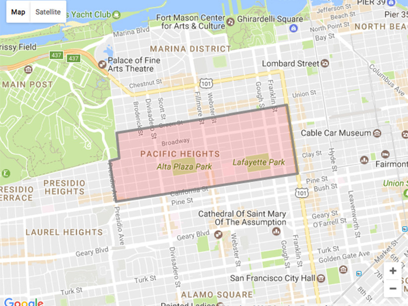Pacific Heights Map, San Francisco