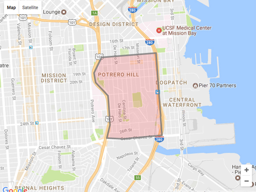Potrero Hill Map, San Francisco