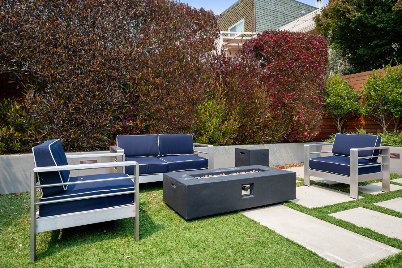 blue outdoor furniture