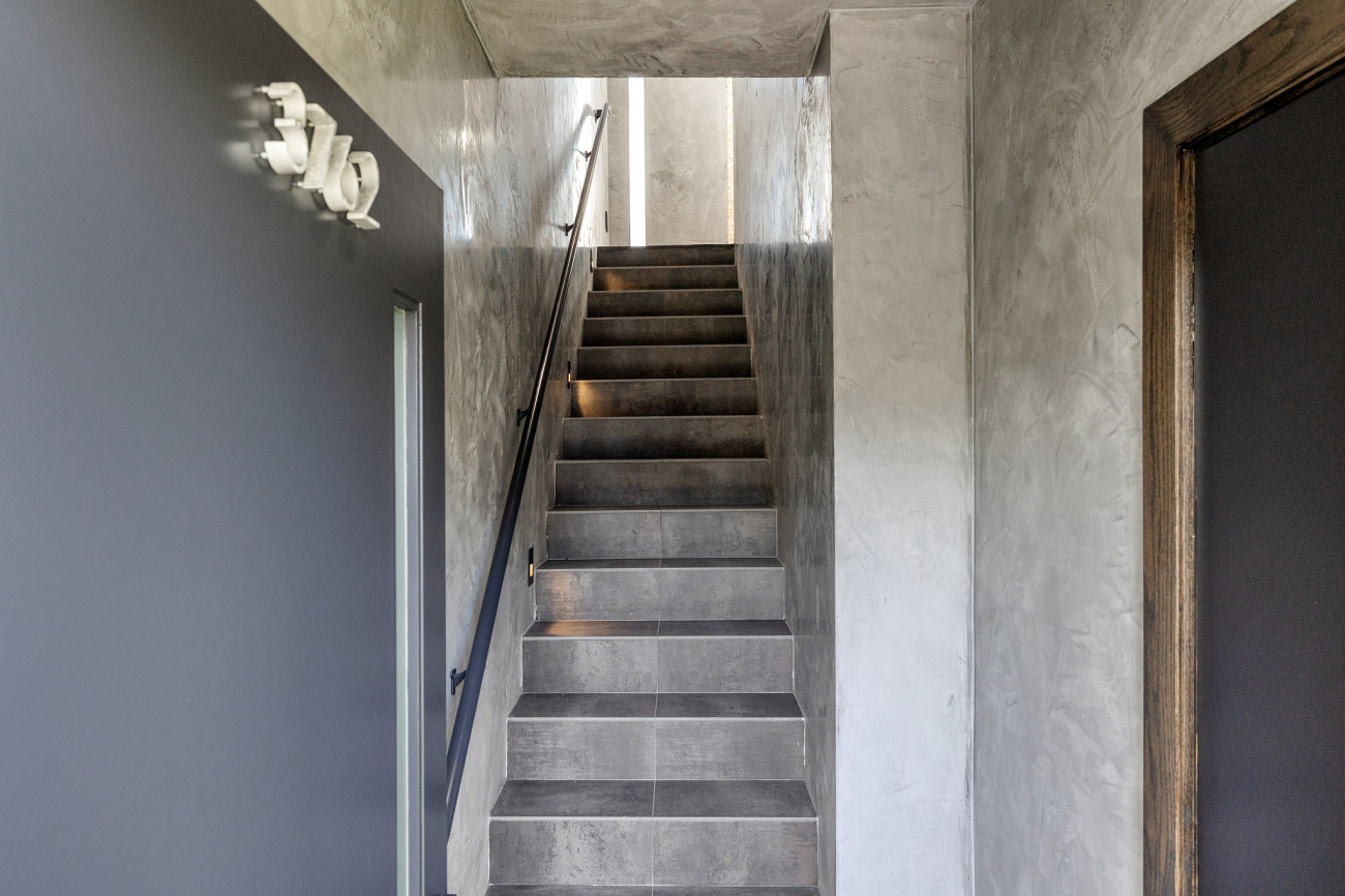 Grey ascending stairs