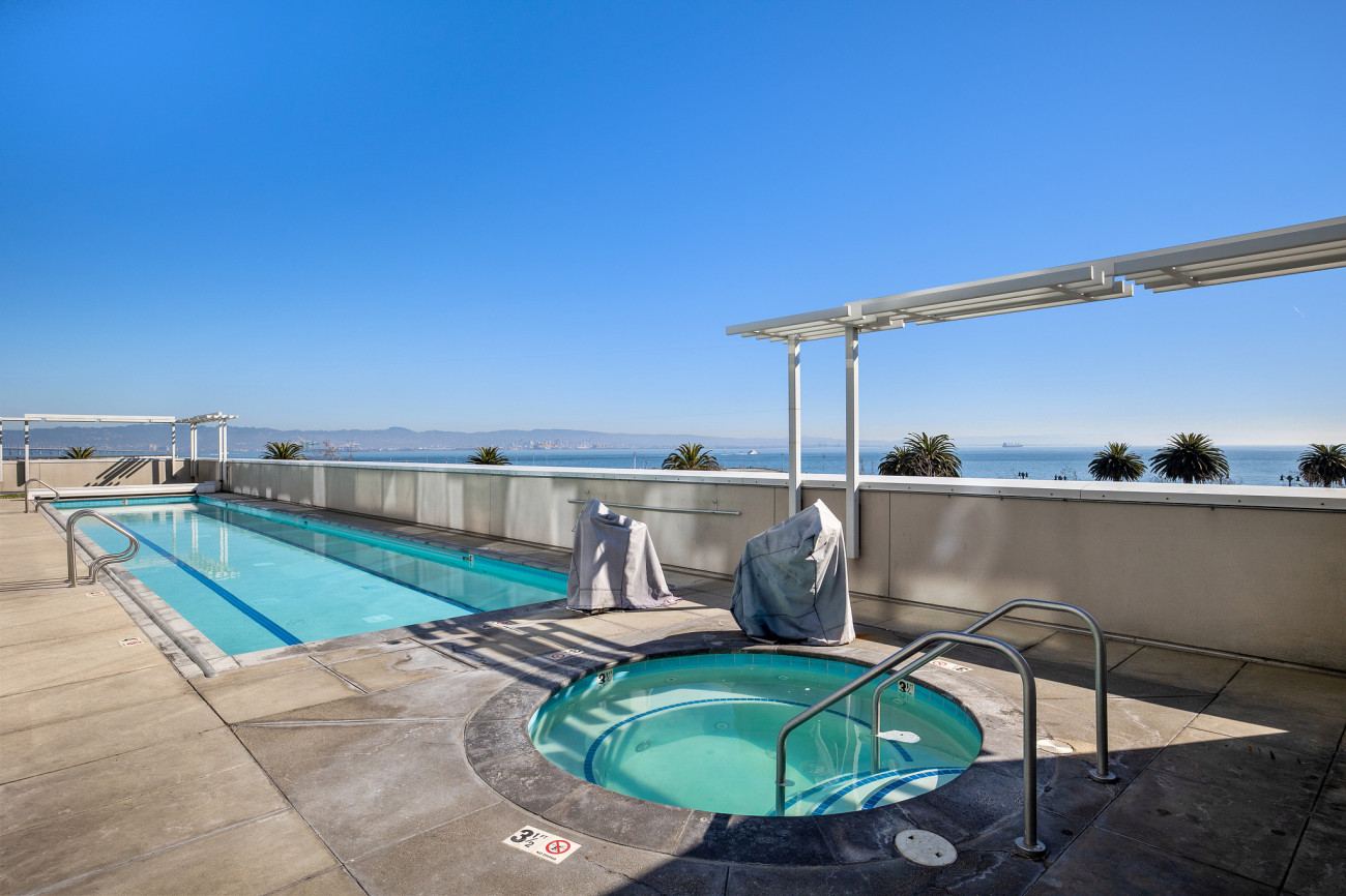 Jacuzzi with view of bay